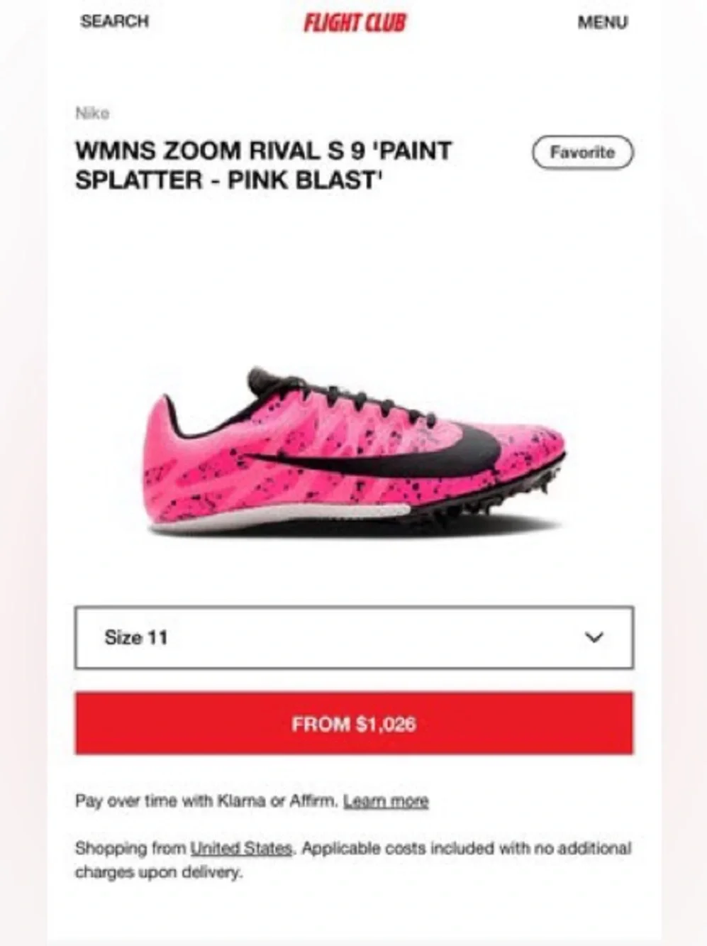 Size 11 Nike Women's Paint Splatter Pink Blast Track Spikes